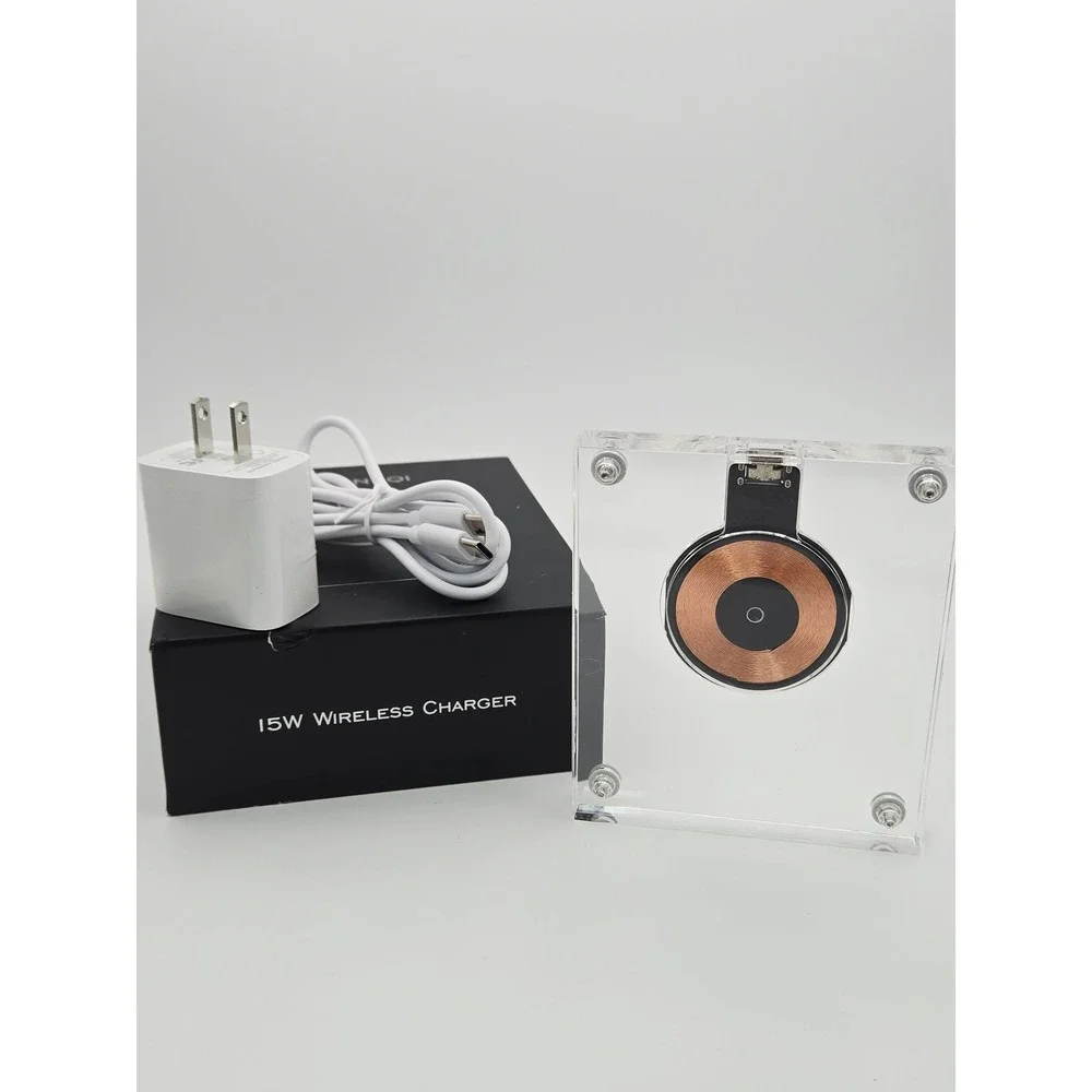 Acehigh Gemini Qi 15W Wireless Charger Transparent Acrylic Clear Fast Charging